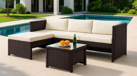 מערכת ישיבה פינתית לחצר דגם SANTA MONICA צבע חום במכירה מוקדמת 45 ימי עסקים - argoflex