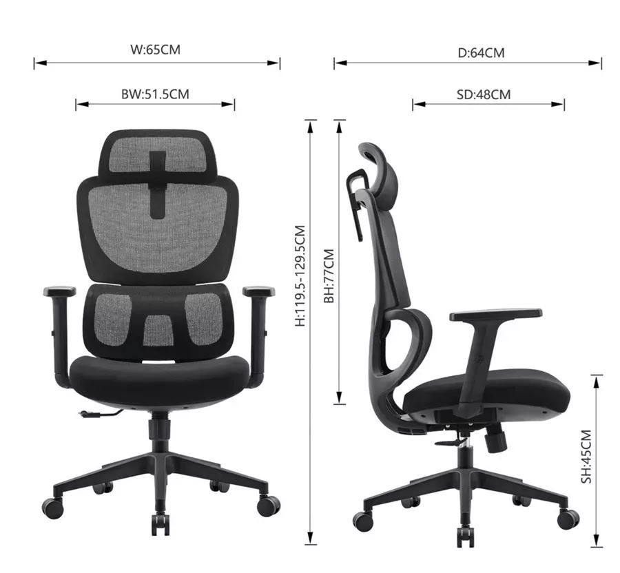 כסא מנהלים עם כרית תמיכה וידיות מתכווננות דגם XP-10 ****ללא אריזה מקורית