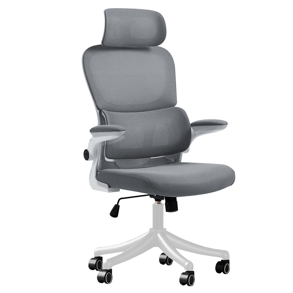 כסא מנהלים יוקרתי עם גב גבוה וידיות מתכווננות דגם TPX-10 צבע לבן בשילוב אפור ***ללא אריזה מקורית