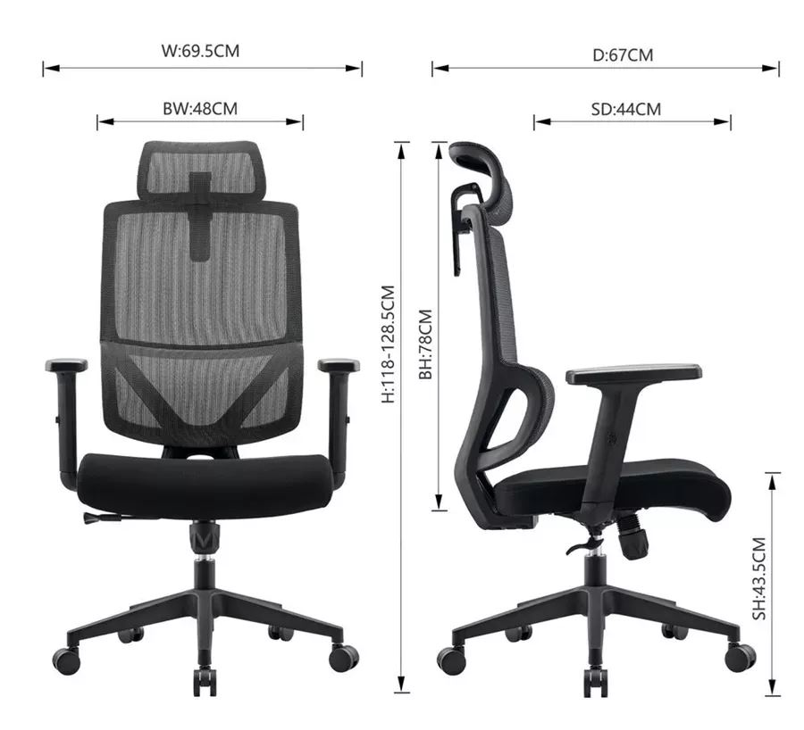 כסא מנהלים גבוה עם כרית תמיכה וידיות מתכווננות דגם XP-8 ****ללא אריזה מקורית