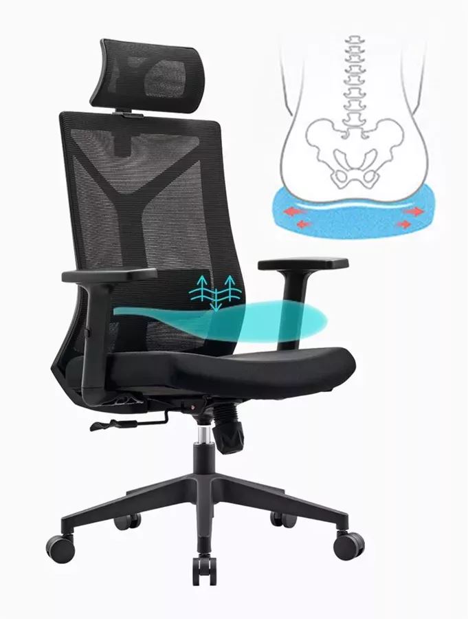 כסא מנהלים עם ידיות מתכווננות ומשענת ראש דגם XP-7  ****ללא אריזה מקורית