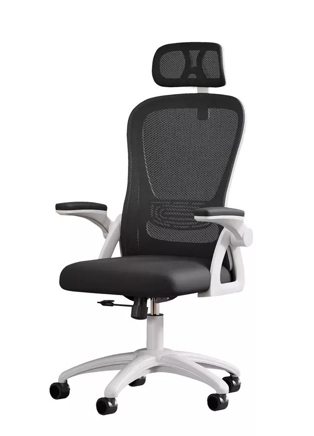 כסא מנהלים ארגונומי דגם XP-1 עם גב גבוה ומשענת ראש צבע שחור לבן מתצוגה ועודפים