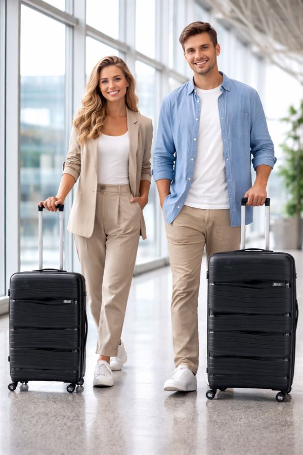 זוג מזוודות קשיחות + 5 תיקי אריזה וארגון במתנה