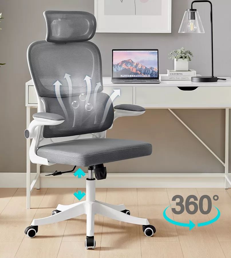 כסא מנהלים יוקרתי עם גב גבוה וידיות מתכווננות דגם TPX-10 צבע לבן בשילוב אפור ***ללא אריזה מקורית