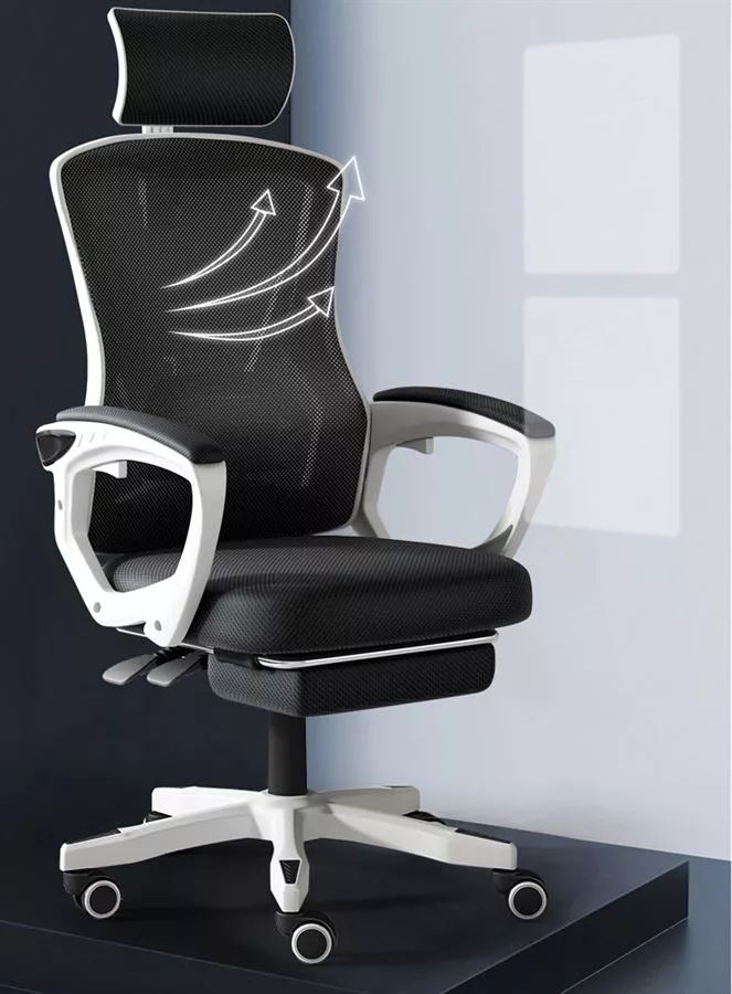 כסא מנהלים ארגונומי דגם XP-1 עם גב גבוה ומשענת ראש צבע שחור לבן מתצוגה ועודפים