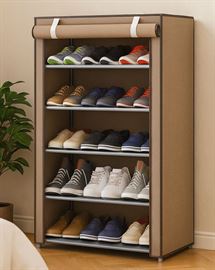 ארונית נעליים 5 קומות עם כיסוי בד ***ללא אריזה מקורית - argoflex