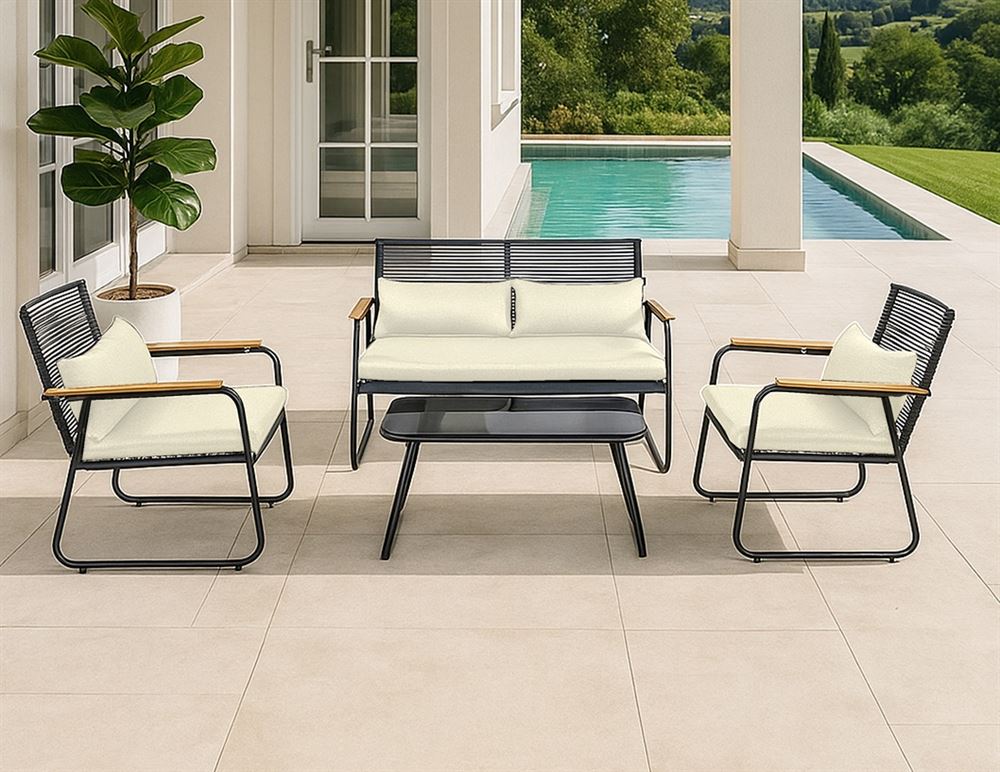 מערכת ישיבה אלגנטית שלושה חלקים ***ללא שולחן*** דגם Valencia צבע בז' מתצוגה ועודפים