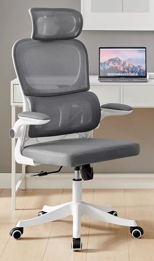 כסא מנהלים יוקרתי עם גב גבוה וידיות מתכווננות דגם TPX-10 צבע לבן בשילוב אפור ***ללא אריזה מקורית