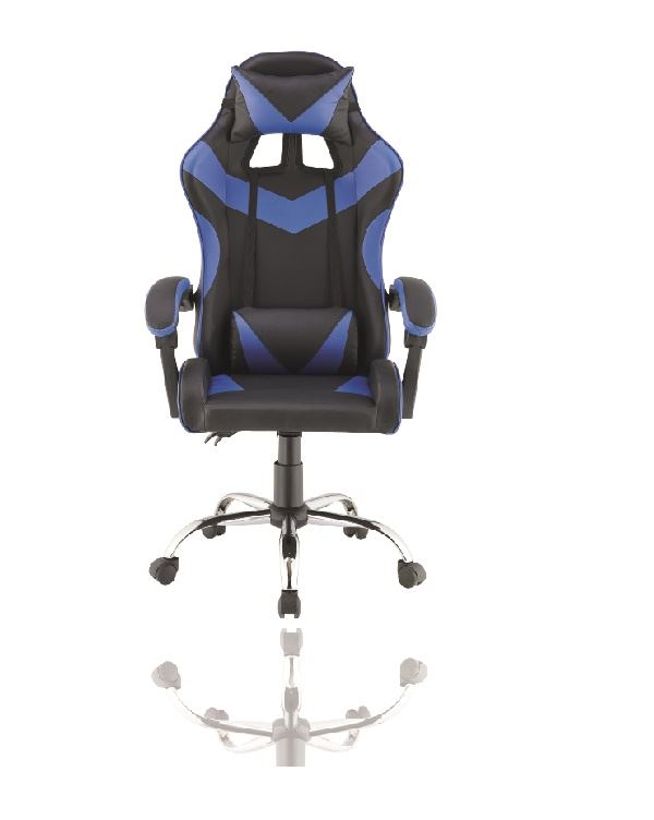 כסא גיימינג עם בסיס מתכת וגב גבוה דגם PRO3 צבע כחול מתצוגה ועודפים