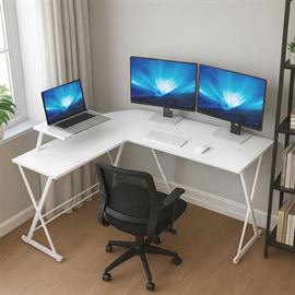 עמדת מחשב פינתית רחבה דגם DYNAMIC צבע לבן ***ללא אריזה מקורית מתצוגה ועודפים - argoflex