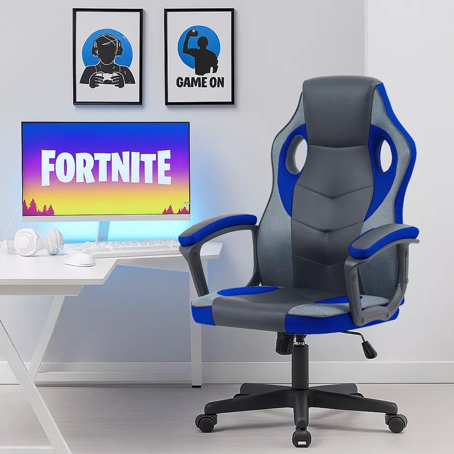 כסא גיימינג דגם Gamer צבע שחור כחול מתצוגה ועודפים