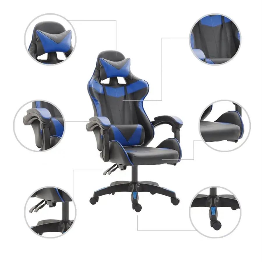 כיסא גיימרים איכותי דגם PRO7 עם שתי כריות תמיכה וגב גבוה בצבע אדום מתצוגה ועודפים