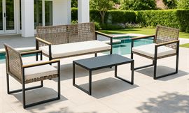 סט ריהוט גינה יוקרתי ***לאיסוף עצמי בלבד*** דגם Santa Monica צבע חום מתצוגה ועודפים - argoflex