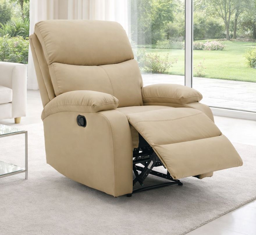 כורסת טלוויזיה מרופדת עם ריקליינר דגם Austin צבע בז' כהה ***במכירה מוקדמת 30 ימי עסקים