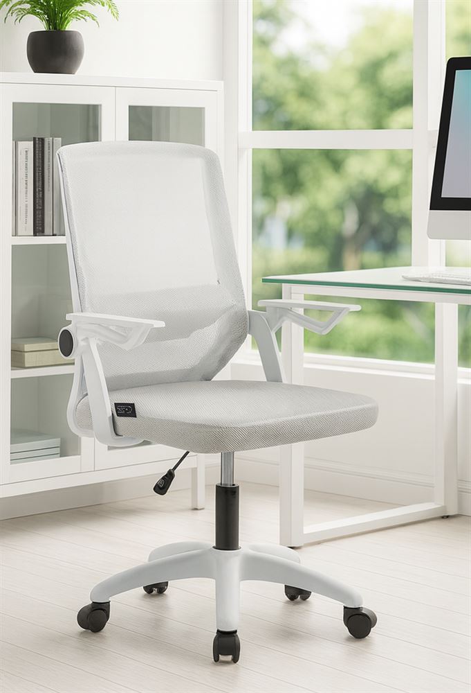 כסא מחשב עם ידיות מתכוננות דגם Fred צבע לבן ***ללא אריזה מקורית