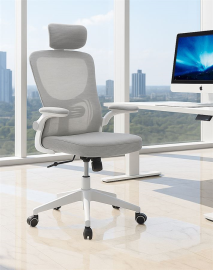 כסא מנהלים עם ידיות מתכווננות ומשענת ראש דגם XP-32 צבע לבן-אפור במכירה מוקדמת 21 ימי עסקים - argoflex