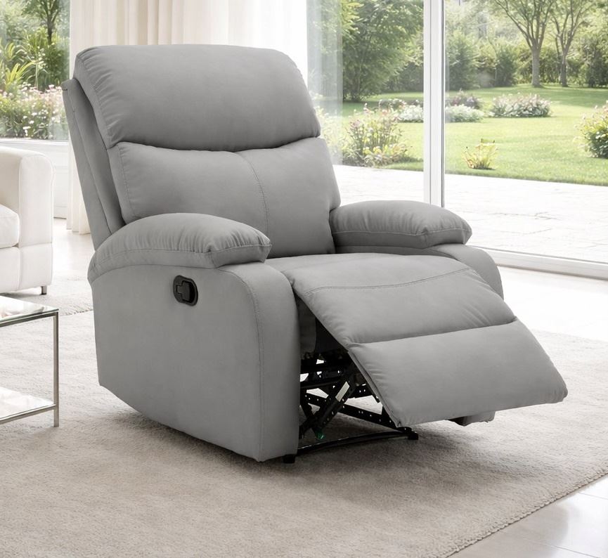 כורסת טלוויזיה מרופדת עם ריקליינר דגם Austin צבע אפור כהה ***במכירה מוקדמת 30 ימי עסקים