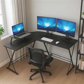 עמדת מחשב פינתית רחבה דגם DYNAMIC צבע שחור מתצוגה ועודפים - argoflex