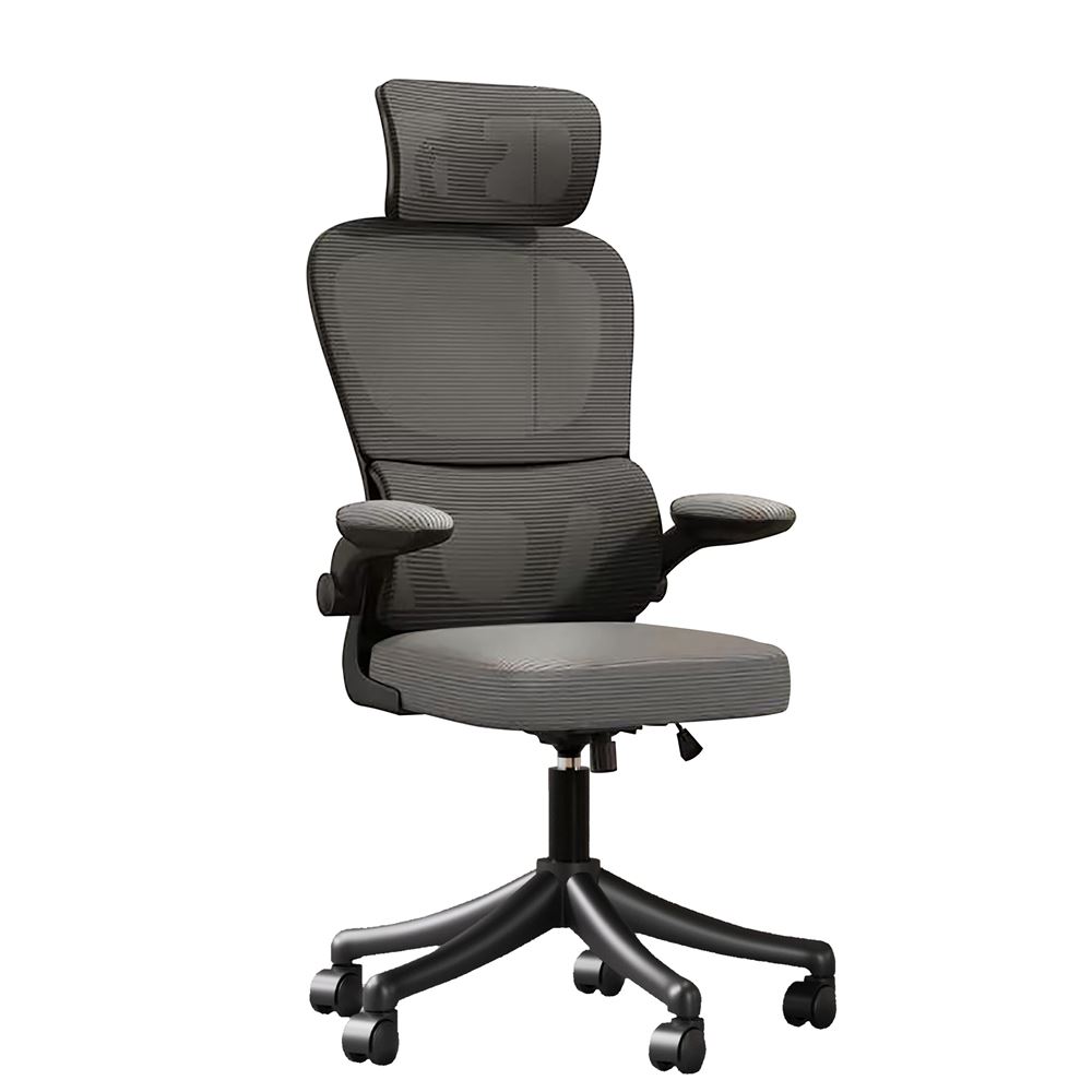 כסא מנהלים יוקרתי עם גב גבוה וידיות מתכווננות דגם TPX-10 צבע שחור בשילוב אפור ***ללא אריזה מקורית