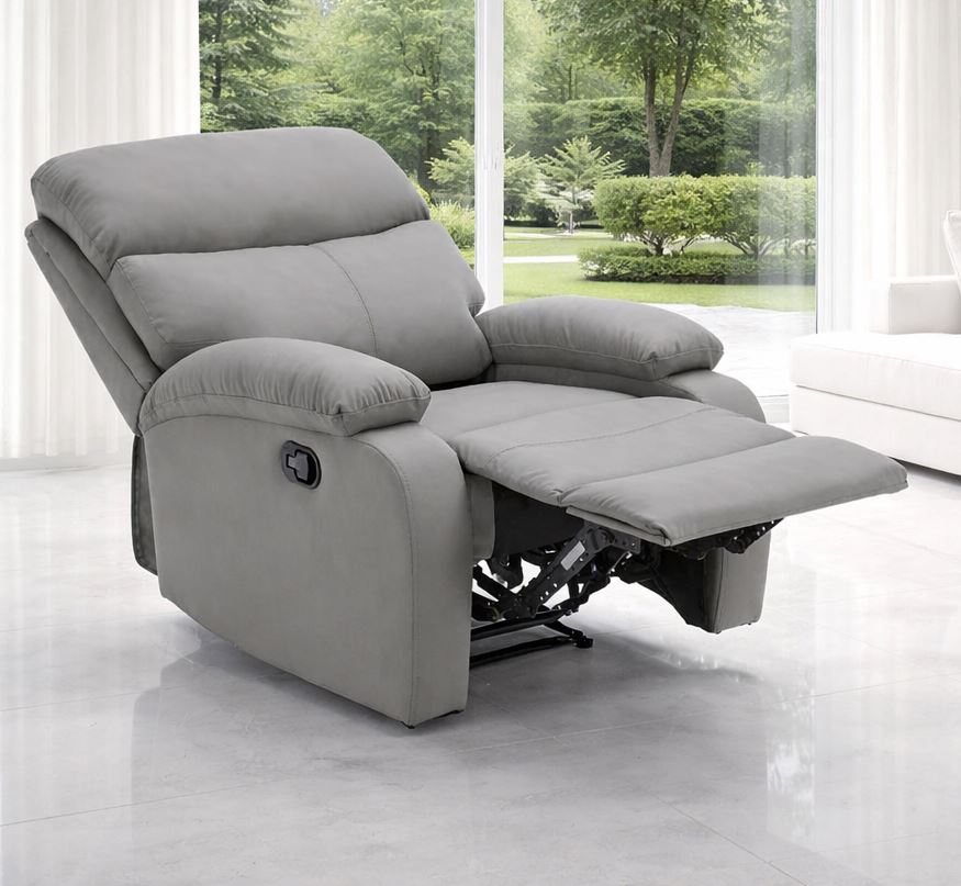 כורסת טלוויזיה מרופדת עם ריקליינר דגם Austin צבע אפור כהה ***במכירה מוקדמת 30 ימי עסקים