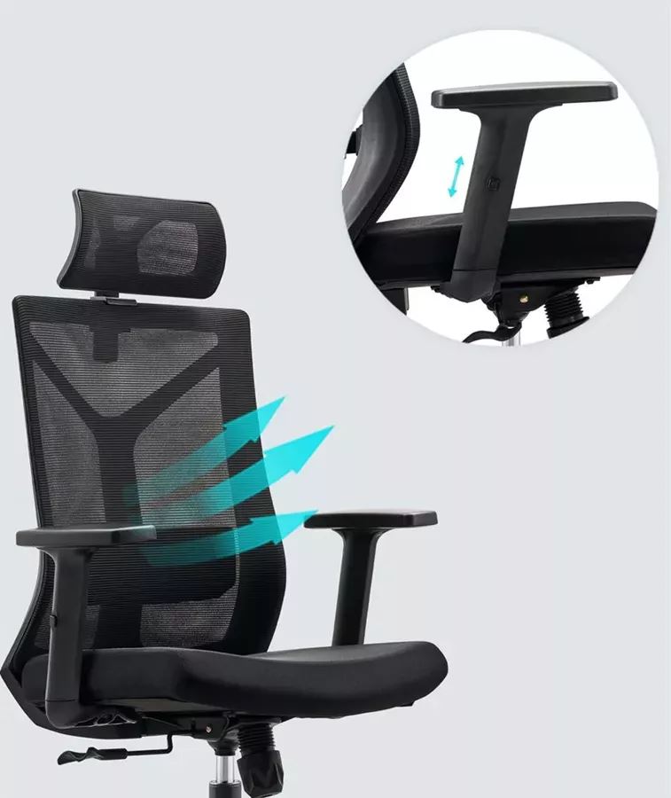 כסא מנהלים עם ידיות מתכווננות ומשענת ראש דגם XP-7  ****ללא אריזה מקורית