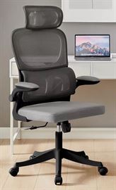 כסא מנהלים יוקרתי עם גב גבוה וידיות מתכווננות דגם TPX-10 צבע שחור בשילוב אפור ***ללא אריזה מקורית - argoflex