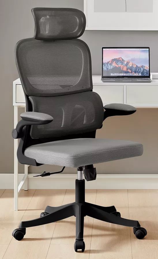 כסא מנהלים יוקרתי עם גב גבוה וידיות מתכווננות דגם TPX-10 צבע שחור בשילוב אפור ***ללא אריזה מקורית