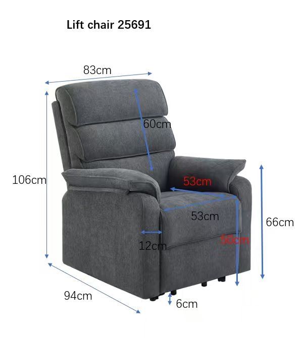 כורסת קימה חשמלית COMFY EASY LIFT צבע אפור כהה ***מורכב לאיסוף עצמי בלבד