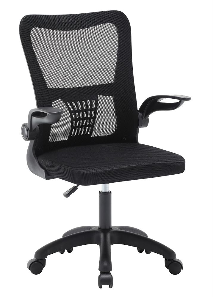כיסא מחשב יוקרתי בדגם WINSTON עם ידיות מתכווננות וגב רשת נושם בצבע שחור מתצוגה ועודפים