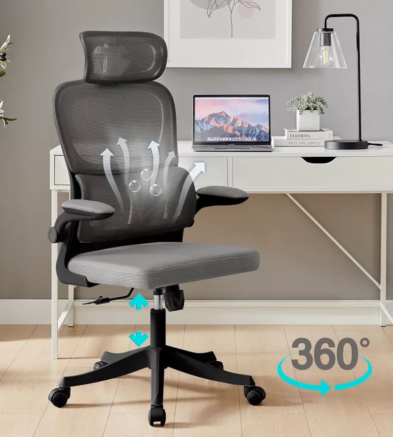 כסא מנהלים יוקרתי עם גב גבוה וידיות מתכווננות דגם TPX-10 צבע שחור בשילוב אפור ***ללא אריזה מקורית