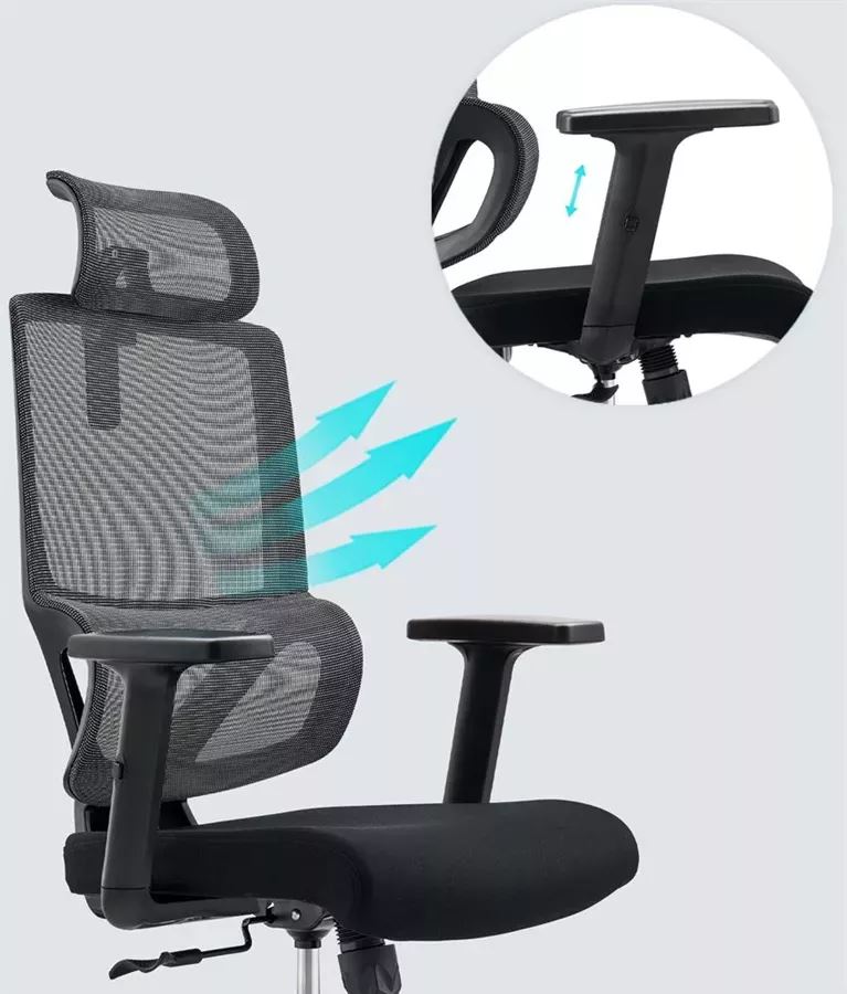 כסא מנהלים גבוה עם כרית תמיכה וידיות מתכווננות דגם XP-8 ****ללא אריזה מקורית